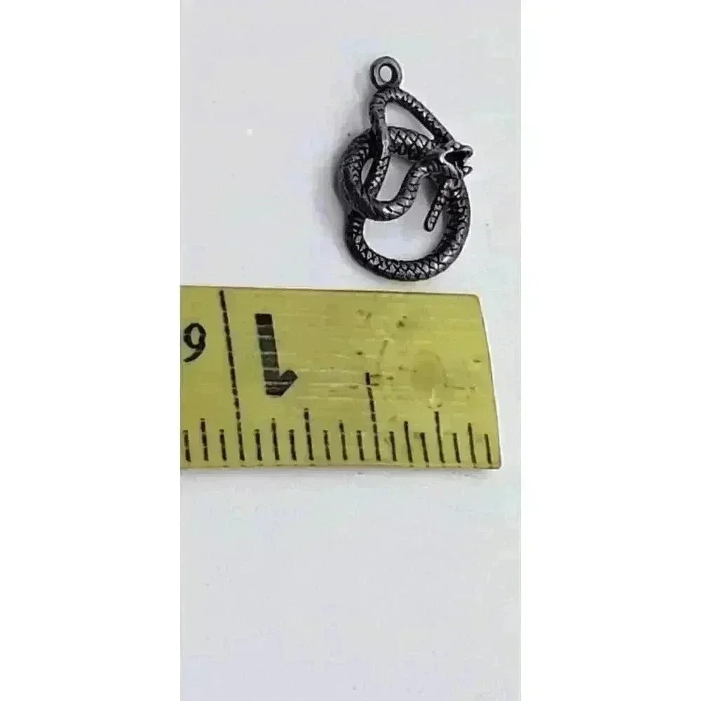 Solid 925 Sterling Silver Coiled Snake Serpent Pendant Mouth Open Charm